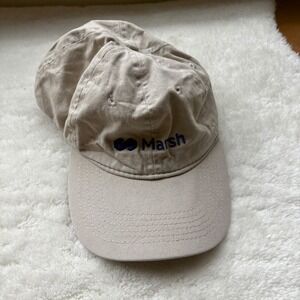 Marsh Logo Baseball Cap Tan Adjustable Strap Port & Company